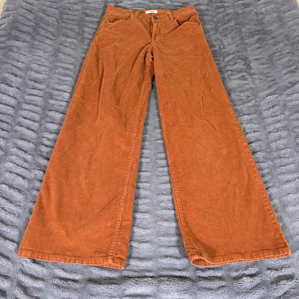 Kensie Jeans The Kaya Wide Leg Corduroy Pants Rust Orange Size 8/29 AT658